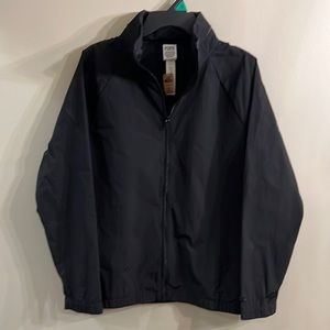 PINK, black zip up windbreaker, hood in zip collar,     Size S/M. NWT